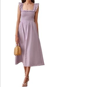 Reformation Noreen Smocked Ruffle Dress
